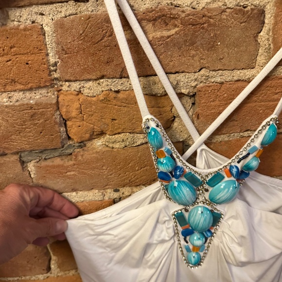 Boston Proper Beaded Halter Top Size M - Picture 3 of 5